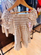 Girls Oat Gingham Dress and Romper