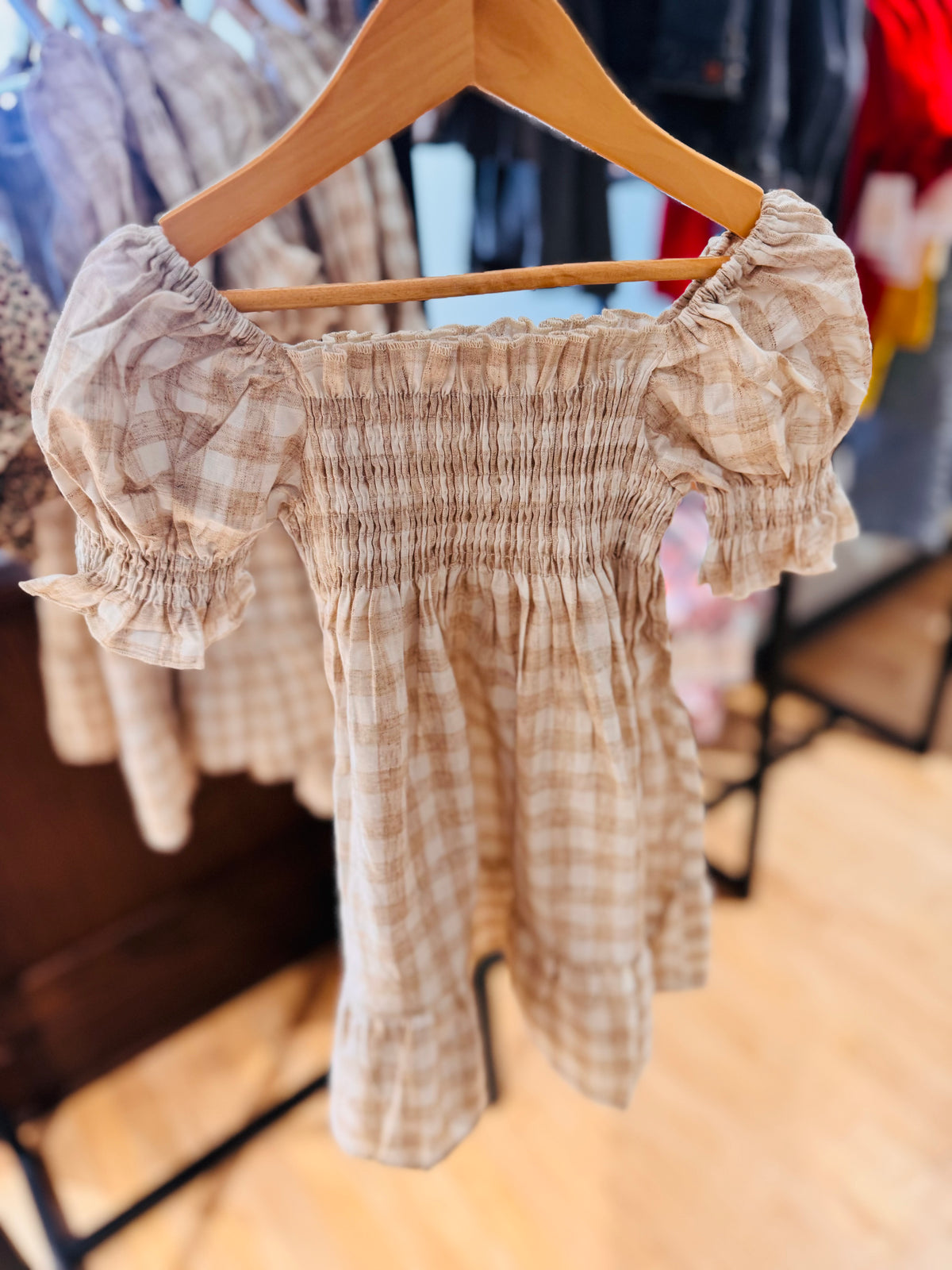 Girls Oat Gingham Dress and Romper