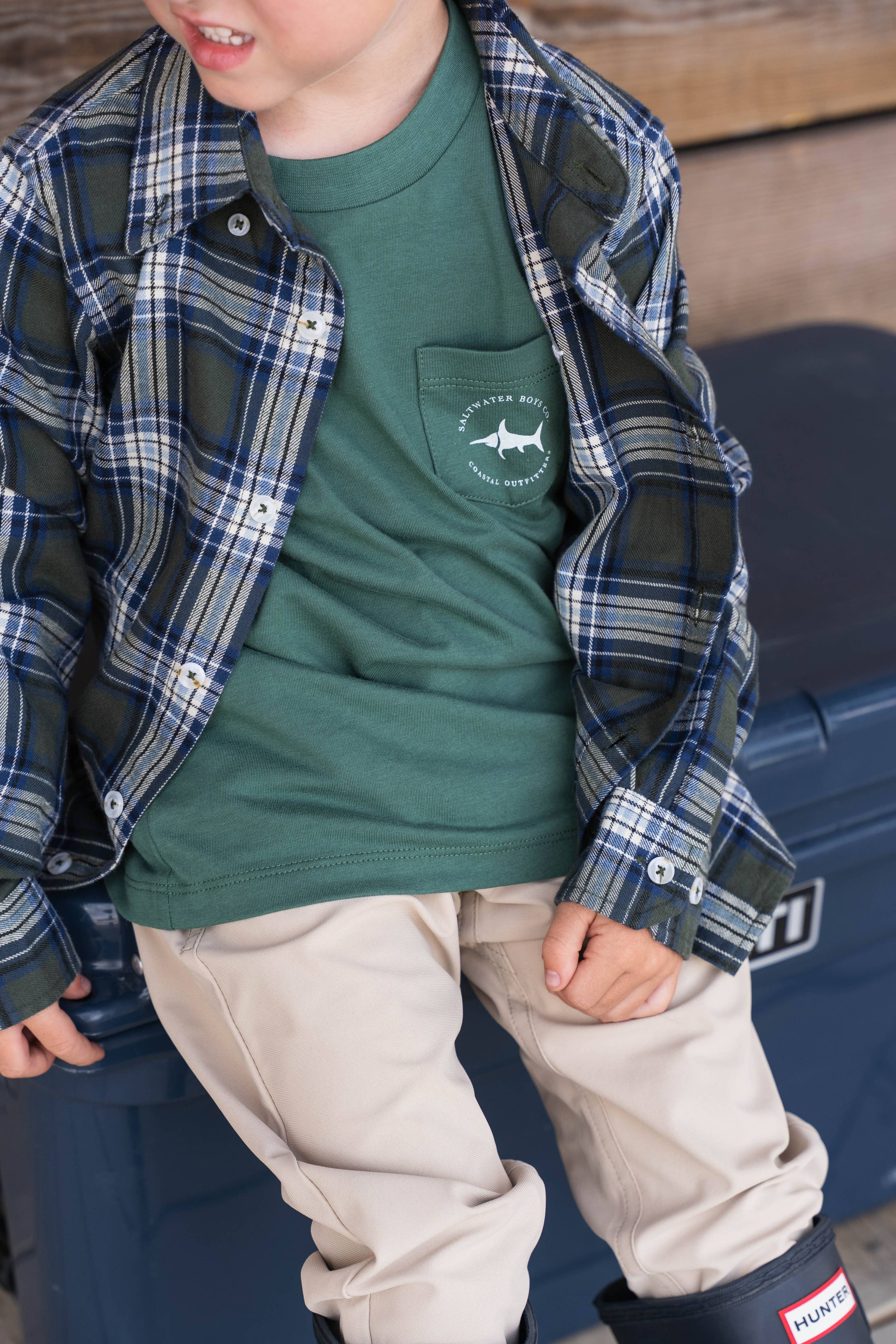 Folly Island Boys Flannel Green