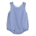 Dark Blue Gingham Baby Bubble Romper