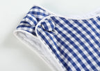 Dark Blue Gingham Baby Bubble Romper