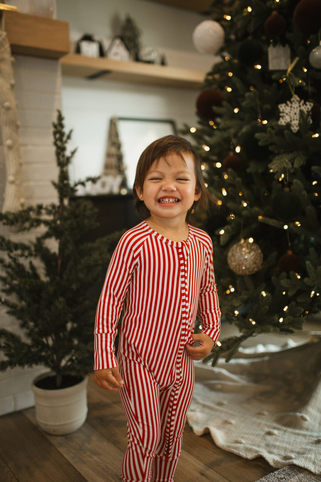 Candy Cane Dreams Ribbed Bamboo Romper