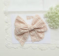 Fable Bow on Clip • Neutral Plaid