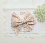 Fable Bow on Clip • Neutral Plaid