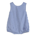 Dark Blue Gingham Baby Bubble Romper