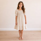 Girls Oat Gingham Dress and Romper