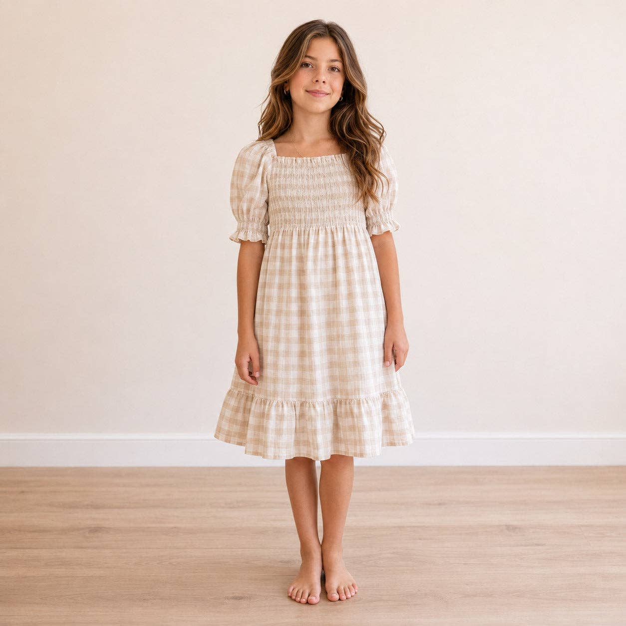 Girls Oat Gingham Dress and Romper