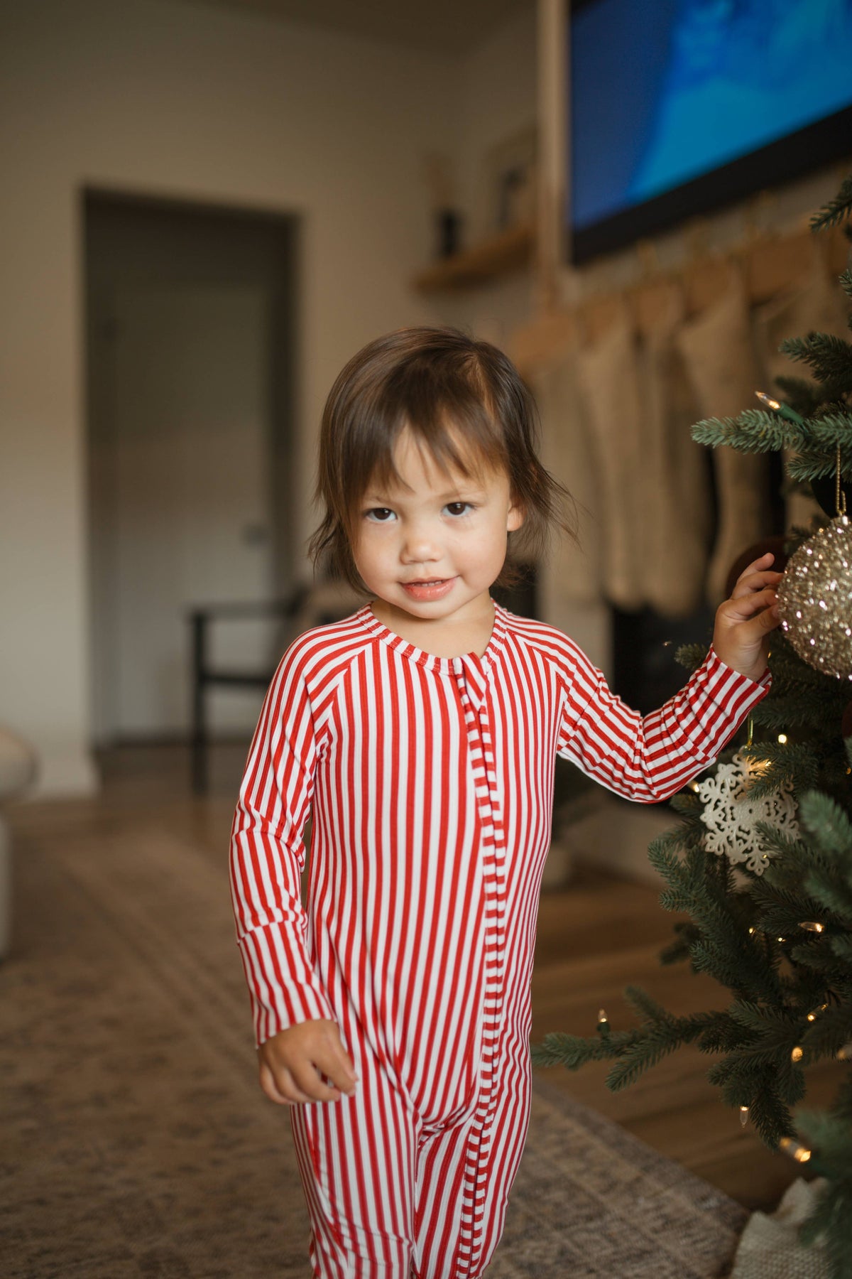 Candy Cane Dreams Ribbed Bamboo Romper