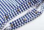 Dark Blue Gingham Baby Bubble Romper