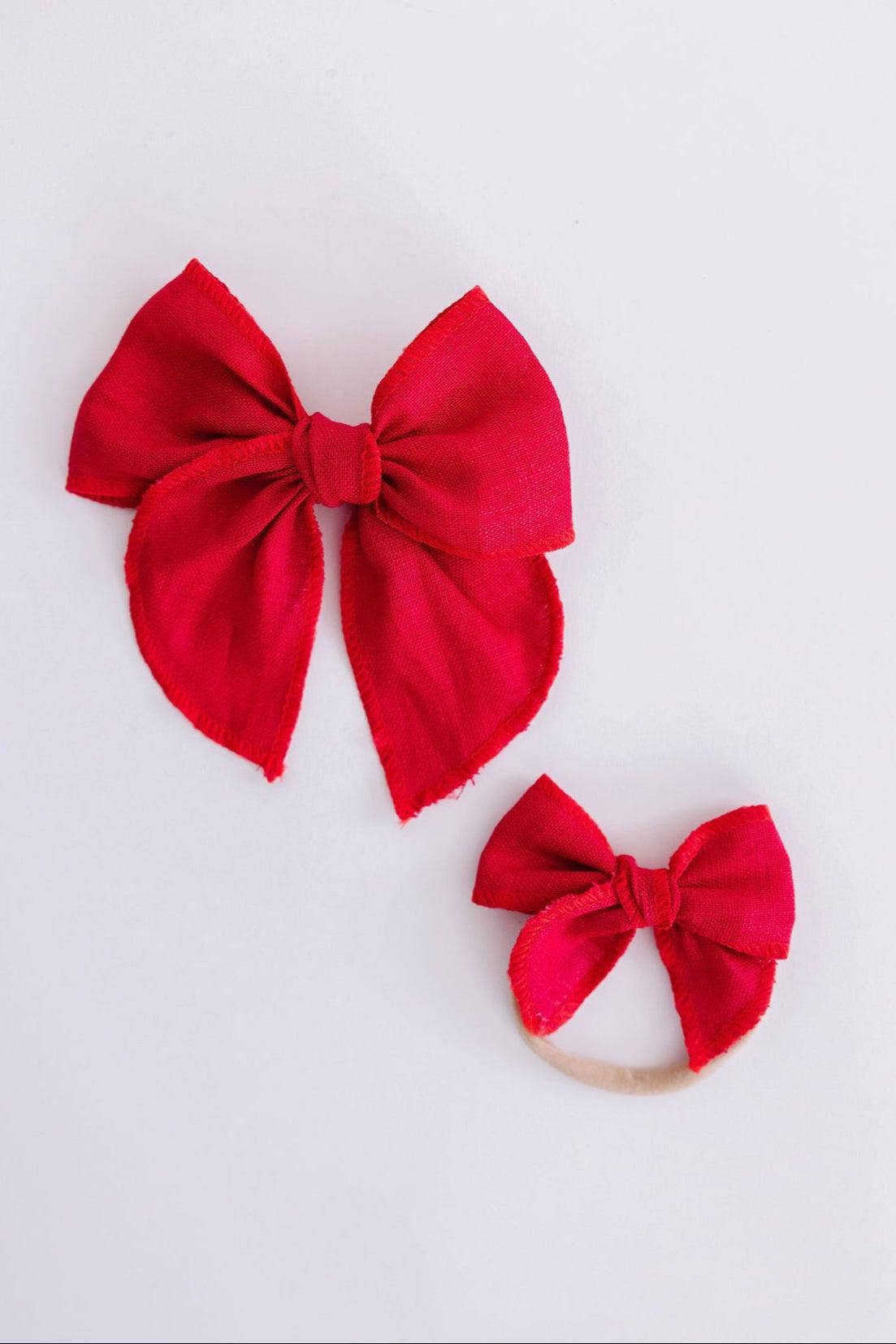 Classic Hair Bow Clip - Red