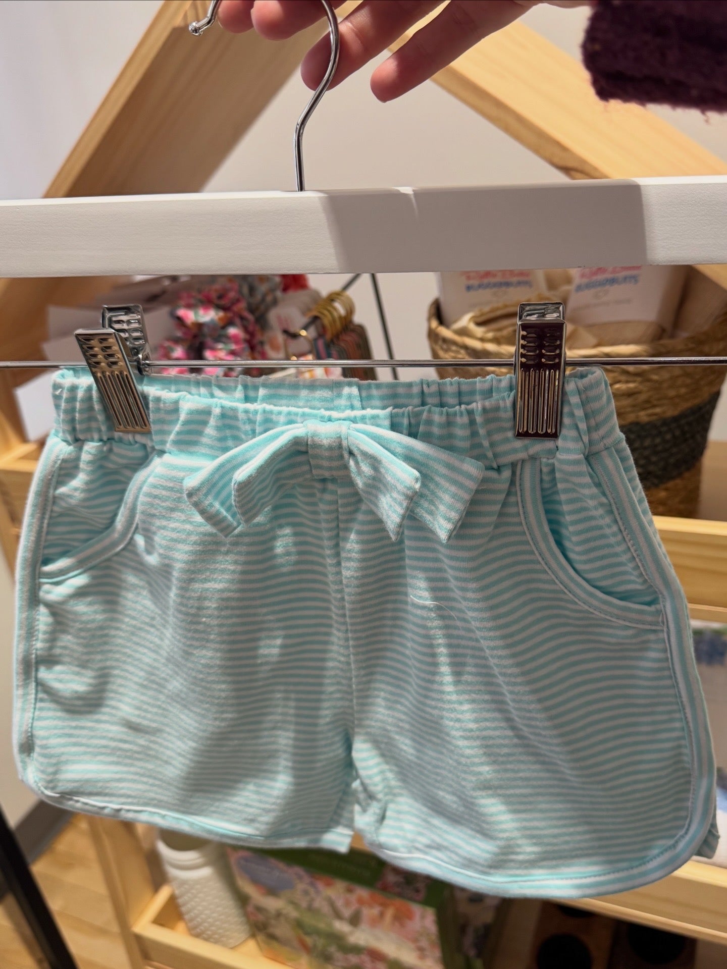 Blue & White Striped Shorts