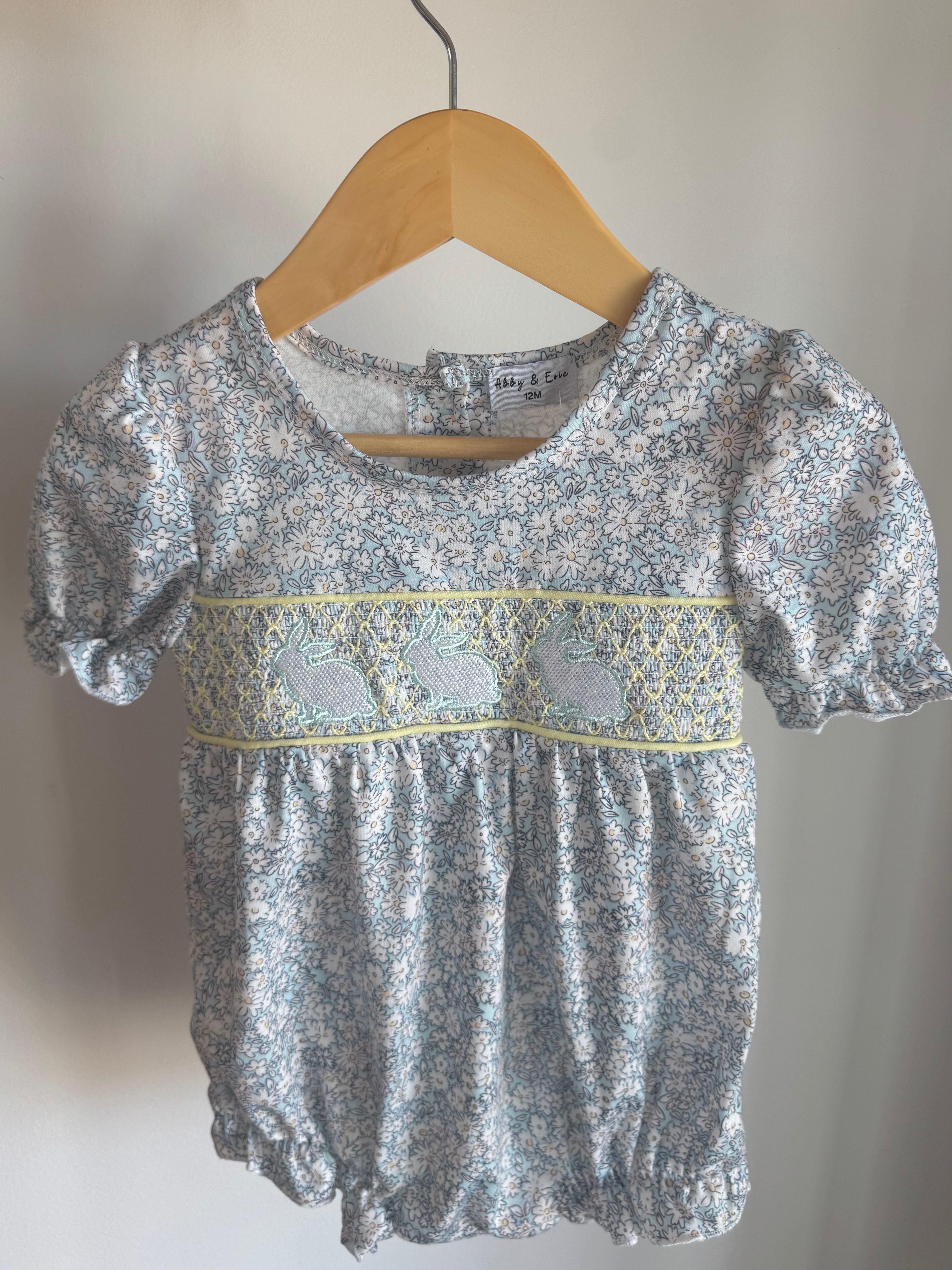Floral Bunny Smocked Bubble
