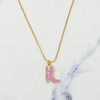 Cow Girl Boot Pendant Necklace
