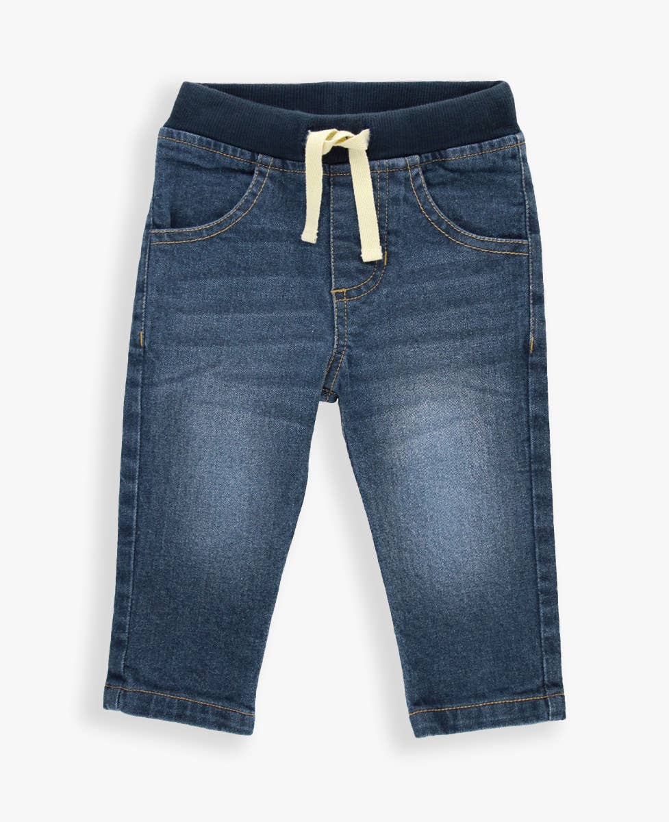 Boys Medium Wash Stretch Denim Pull-on Jeans