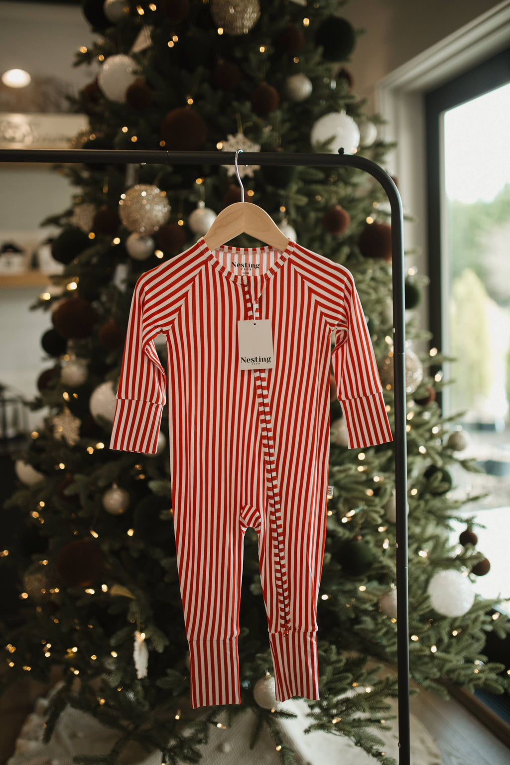 Candy Cane Dreams Ribbed Bamboo Romper