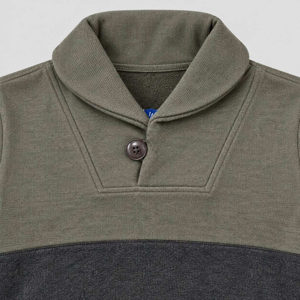 Olive & Charcoal Shawl Collar Sweater