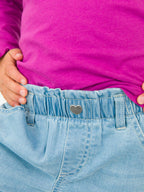 Girls Light Wash Denim Ruffle Straight Jeans