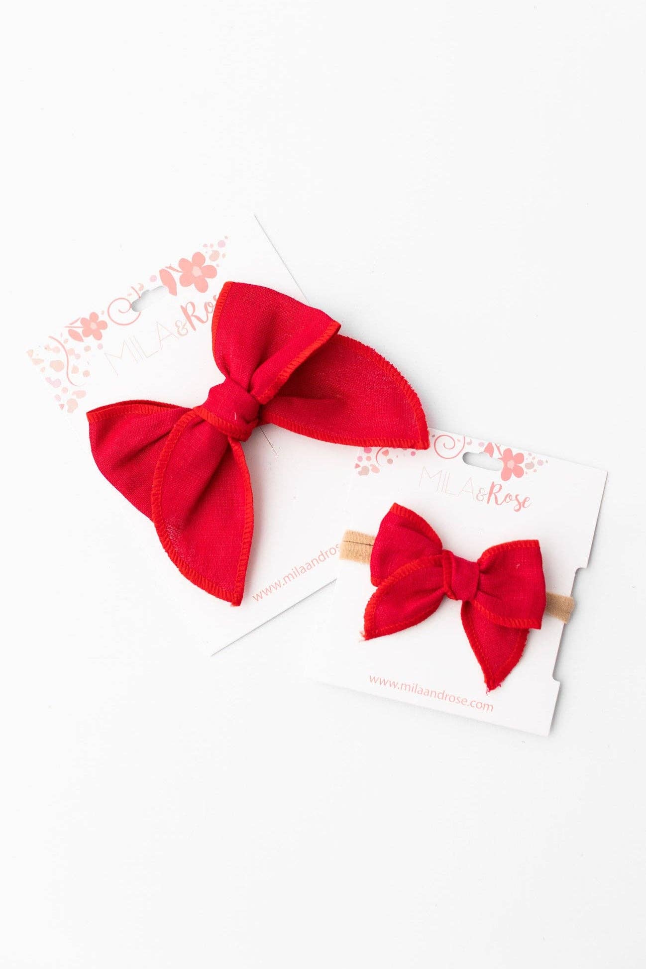Classic Hair Bow Clip - Red