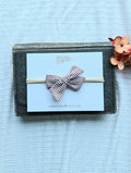Mini Handmade Bow on Headband • Cinnamon Check