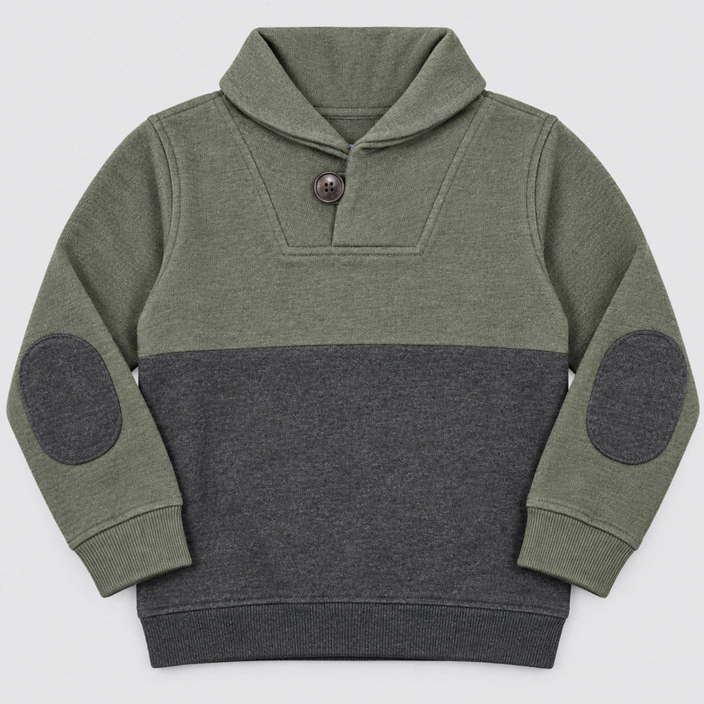 Olive & Charcoal Shawl Collar Sweater