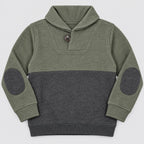 Olive & Charcoal Shawl Collar Sweater