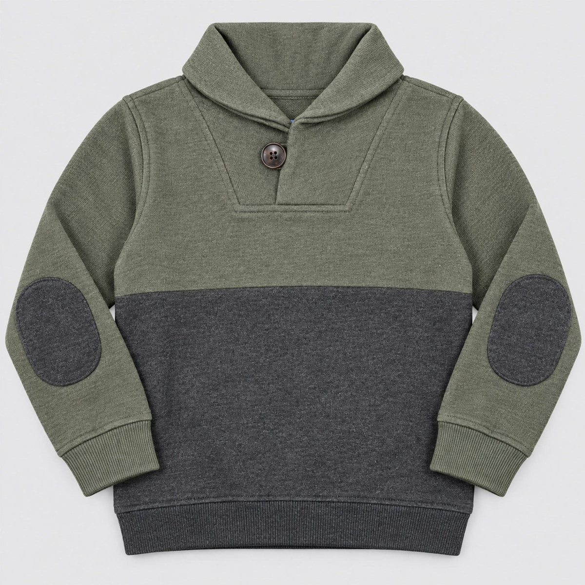 Olive & Charcoal Shawl Collar Sweater
